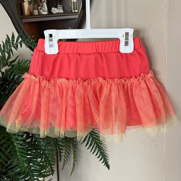 Brand New Little Lass 2-Piece Set Orange & Yellow Floral Mesh Top Ruffle Skirt - Picture 10 of 15